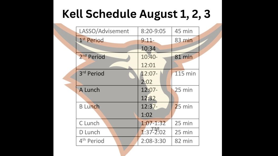 First Days of School Schedule